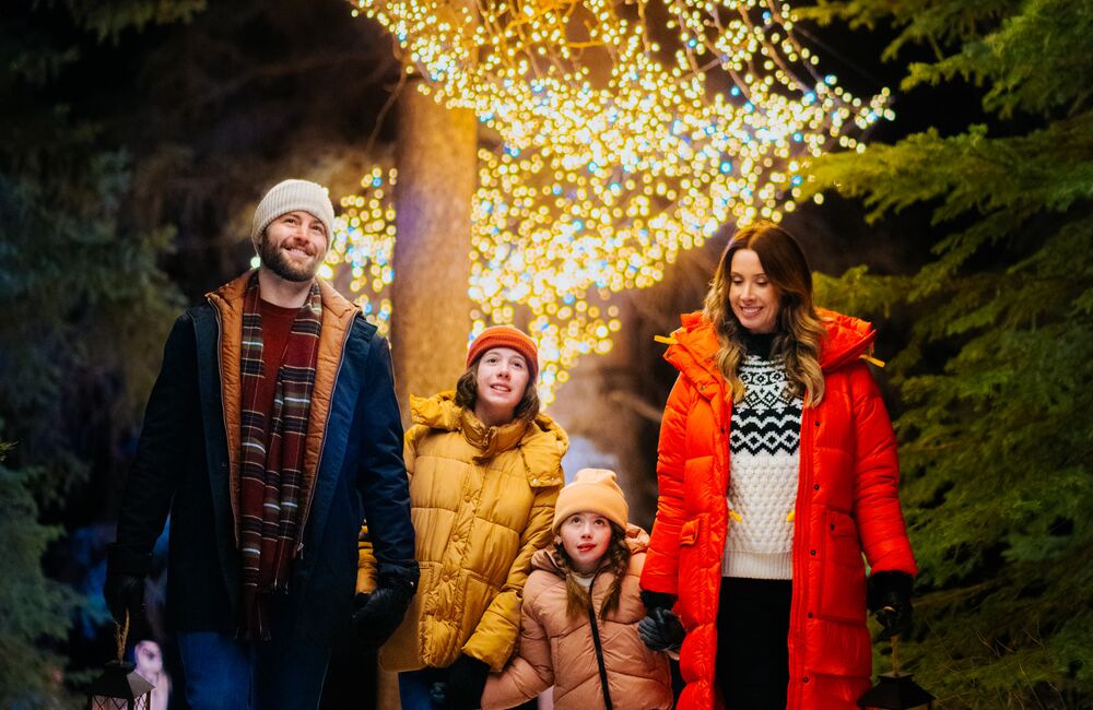 A family explores In Search of Christmas Spirit in Banff National Park.